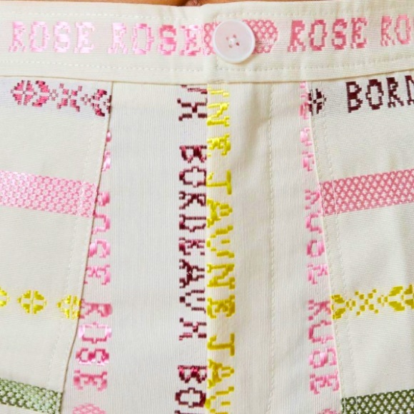 New Wine Bordeaux Rose Wide-Leg Cropped 2P | XS Off White Pink High-Rise Pants - Picture 6 of 11